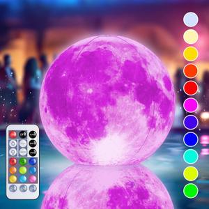 TIALLY Floating Pool Lights Solar Powered - 16" Full Moon Inflatable Solar Pool Lights that Float, Floating Pool Light Ball for Swimming Pools, Pool Party and Wedding - Pool Decorations Outdoor 1 Pack (Multicolor)