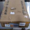 MUUEGM Over The Toilet Storage Cabinet with Barn Doors, White Bathroom Organizer, Farmhouse Tall Bathroom Storage Cabinet with Toilet Paper Holder, Above Toilet Shelf for Restroom, Laundry