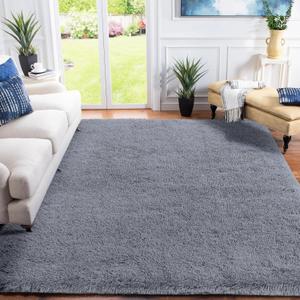 Soft Area Rugs for Living Room, 6'x9' Plush Fluffy Bedroom Rug, Non-Slip Shaggy Rugs for Dorm Teens Room Decor, Modern Indoor Furry Carpets for Playroom Study Office, Grey