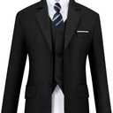 Visaccy Boys Formal Suit Slim Fit Dress Clothes Ring Bearer Outfit Tuxedo Suits,Adjustable Waist (Black) 14Y