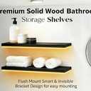 ROGMARS Black Floating Shelves for Wall with Led Light 36 Inches Long,Rustic Solid Wood Farmhouse Wall Shelves with Invisible Brackets for Bedroom, Living Room, Kitchen, Bathroom Set of 2