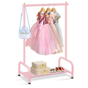 SLEEPING LAMB Kids Clothing Rack, Small Baby Clothes Rack with Bottom Storage Shelf, Kids Dress Up Rack Storage for Coats, Dance Costume Garment Rack for Hanging Clothes, Pink