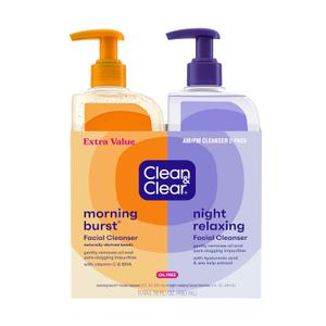 Clean & Clear 2-Pack Oil-Free Facial Cleansers with Citrus Scent, Morning Burst and Night Relaxing, 16 oz 3 packs