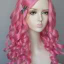 Bridget Curly Wig - 20" Synthetic Pink Wig for Girls & Women - Halloween Costume
