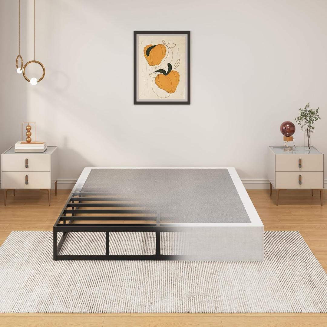 SHLAND 10 Inch Box Spring for Queen Bed, Heavy Duty Metal Queen Size Box Spring Bed Base with Fabric Cover, Mattress Foundation, Easy Assembly