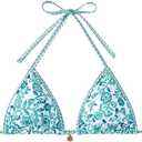 SOLY HUX Women's Triangle Bikini Top String Swimsuit Tops | Tie Back, Floral Print, Padded, Bathing Suit Tops, Cute Bikinis, small