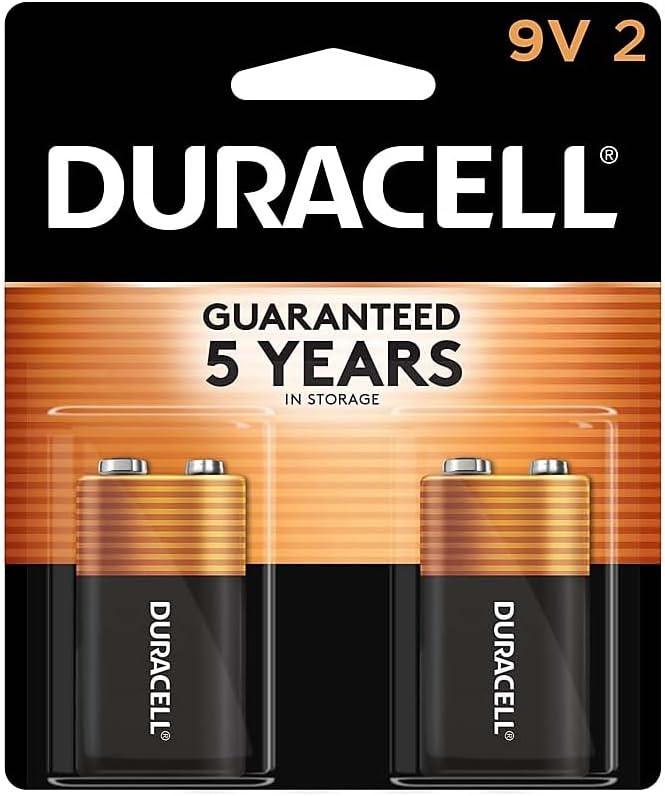 Duracell Coppertop 9V Battery, 2 Count Pack, 9-Volt with Long-lasting Power, All-Purpose Alkaline 9V Battery for Household and Office Devices