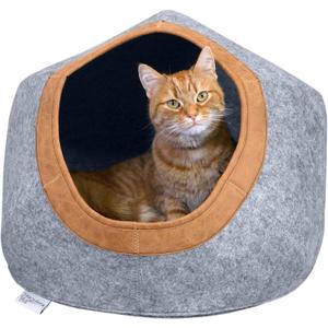 Kitty City Felt Round Bed, Warm and Cozy cat Bed, Gray