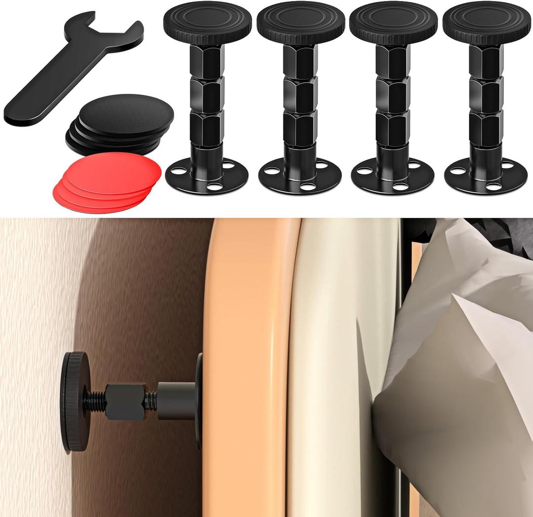 4PCS Adjustable Threaded Bed Frame Anti-Shake Tool, Upgraded Headboard stoppers with Free Furniture Pads, Easy Installation Bedside Anti-Shake Tool for Headboards, Cabinets and Sofas, 1.18-4.13in