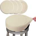 BUYUE 4 Pcs Bar Stool Covers, Luxury Fabric Dia.16-18" Round Stretchy Crease-Resistant Washable Jacquard Dustproof Stool Seat Slipcover, L-Beige-Set of 4