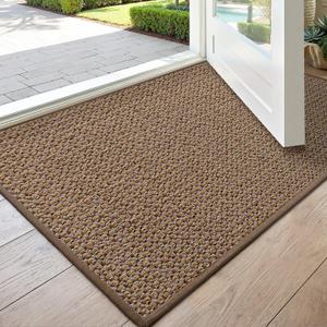 DEXI Indoor Door Mat for Entryway, 24x36 Inside Entry Mats Non Slip, Washable Low Profile Front Entrance Doormat Dirt Trapper for House Floor Patio Backdoor, Beige