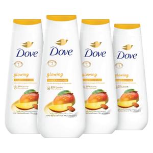 Dove Body Wash Glowing Mango & Almond Butter 4 Count, Healthy-Looking Skin Gentle Skin Cleanser with 24hr Renewing MicroMoisture 20 oz
