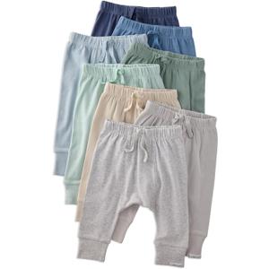Baby Jordan 8-Pack Jogger Pants 100% Organic Cotton Bottoms for Boys & Girls (6-9 Months, Seafoam Terra Rainbow)