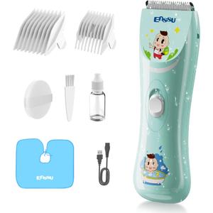 Baby Hair Clippers, Lower Noise Haircut Trimmers for Children with Autism and Sensory Sensitivity, Babies Infant Kids Waterproof Hair Cutting Kits (Light Green)