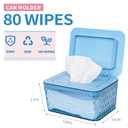 Wipes Dispenser, One-Handed Operation Wipe Holder for Baby & Adult, Seal-Designed Wipes Container for Bathroom Keep Diaper Wipes Fresh (Blue)