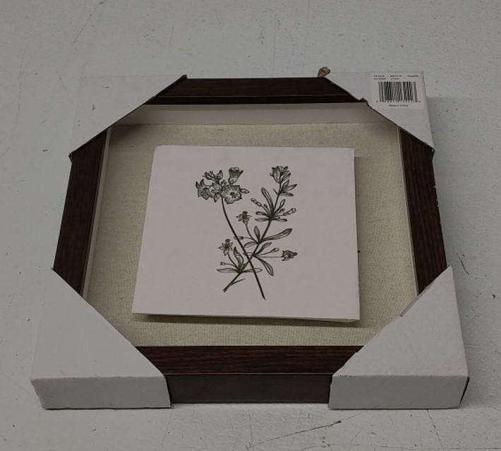 10"x10" Framed Tile - Vintage Floral Yellow Dandelion Flowers Botanical Art Illustration Vintage Art