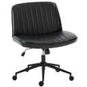 OLIXIS Criss Cross Chair with Wheels Wide Cross Legged Office Desk Vanity Chair Comfy Fabric Armless Adjustable Swivel for Home Computer Task PU, Black