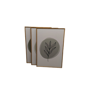 Framed Boho Sage Green Wall Art for Living Room, 3 Piece Large Abstract Botanical Canvas Artwork Decor, Beige Geometric Leaf Painting Prints for Bedroom Dining Room Office 16x24 Inch
