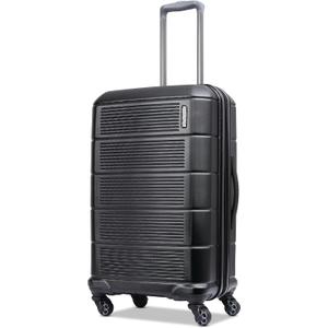 American Tourister Stratum 2.0 Expandable Hardside Luggage with Spinner Wheels, 24" SPINNER, Jet Black (24-Inch Checked-Medium)