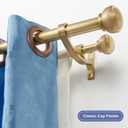 Warm Gold Double Curtain Rods 72 to 144 Inch, Double Decorative Curtain Rods with End Cap Finials, Double Curtain Rods for Window, 1-Inch Front and 5/8 Inch Back Double Window Drapery Rod