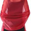 Women Sheer Crepe Shawl - Lightweight Soft Shimmer Wrap for Evening Party, Travel & Festival - Versatile Elegant (Wine Red, 200×68 cm / 79" x 27")