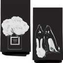 Black and White Hand Towels for Bathroom, Preppy Girly Bathroom Decor, Trendy Perfume High Heel Shoes Decorative Hand Towels for Vanity Power Room Washroom Restroom, 16x24 Inch Set of 2