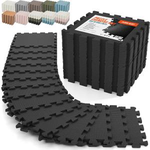AIRHOP 18 PCS Gym Floor Mat, EVA Foam Puzzle Gym Mat, High-Density Interlocking Foam Floor Tiles for Home Gym, Play Workout Garage Kitchen Flooring 12.6"x12.6"x0.4"