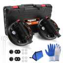 MARSBASE 8" Heavy Duty Suction Cups with Pressure Gauge, 2 Pack Tile Suction Cup Tool with Carrying Case, 880 lbs Load Capacity, Glass Suction Cups for Lifting Large Glass, Window, Tiles, Windshield