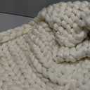 MLMGUO Chunky Knit Blanket Hand Made Merino Wool Throw Boho Bedroom Sofa Home Decor Giant Yarn(Ivory White 40"x60")