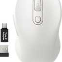 WisFox 2.4G Wireless Mouse for Laptop, Ergonomic Computer Mouse with USB Receiver and Type-C Adapter, 3 Adjustable Levels DPI, 6 Button Cordless Wireless Mice (White, 1 Pack)