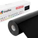 VinylRus Heat Transfer Vinyl-12 x 50ft Black Iron on Vinyl Roll for Shirts, HTV Vinyl for Silhouette Cameo, Easy to Cut & Weed