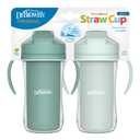 Dr. Brown's Milestones Insulated Sippy Cup with Straw and Handles, Spill-Proof Tumbler with Lid, 2-Pack, Green, 10 oz/300 mL, BPA Free, 12m+