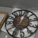 Maxstar Round Wall Clock for Living Room Decor Battery Operated Non Ticking Black Metal Wood Clocks for Home Living Room Garden Office Kitchen Decoration -16 inch (Black-arabic Numerals)