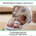 Ingenuity InLighten Baby Swing, 3-in-1 Bounce, Sway & Stationary Seat, Bluetooth Music, Light-Up Canopy, Remote Control, Vibrations, 5-Point Harness, Pebble Shore