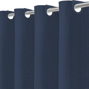 Inhousolu No Hook Waffle Weave Shower Curtain with Removable Snap in Fabric Liner Set for Bathroom, 230 GSM Heavy Duty Weighted Hem, Water Repellent Washable Bath Curtains, 72 x 72 Inch, Navy Blue