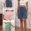 Neer 3 Pack Bermuda Shorts for Women Wide Leg High Waisted Drawstring Gym Lightweight Baggy Shorts with Pockets (XL)