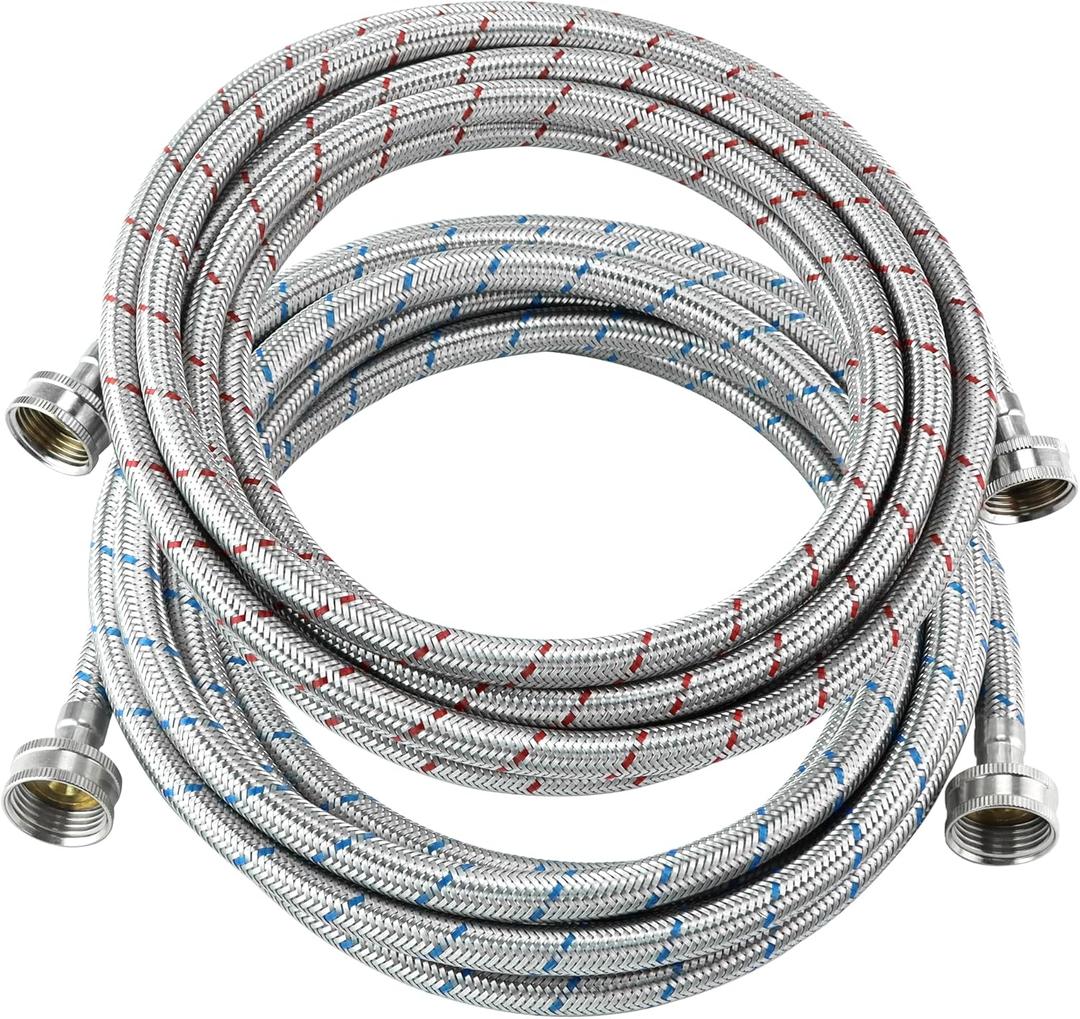 15 FT Washing Machine Hose,Long Washer Water Supply Hoses Hot And Cold Connection(2Packs),Washer Machine Hose Universal Fit for All Standard Wash Machines-by MIFLUS