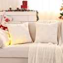 LUOYEHK Christmas Pillow Covers 18x18 Set of 2 Farmhouse Rustic White Xmas Tree Decorative Throw Pillows Winter Holiday Canvas Embroidery Cushion Covers for Couch Sofa Bed (Beige Christmas Grove)