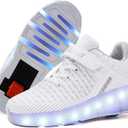 Ylllu Kids LED Roller Skate Shoes with Single Wheel Light up Roller Shoes Gift for Girls Boys Children (White), Size: 12 Little Kid