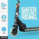 Jetson Jupiter Kids 2-Wheel Light-Up Kick Scooter, LED Lights on Handlebar, Stem, Wheels & Deck, Adjustable Handlebar, Rear Brake, Easy-Folding Mechanism, Ages 5+