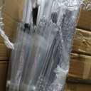 Reginary 100 Pack Clear Wedding Umbrellas Bulk Transparent Auto Open Stick Windproof Waterproof Large Canopy Umbrella with White European J Hook Handle for Wedding Bride Groom Photography Golf