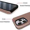 Trendy Cute Hybrid 2 Layer Brown Polka Dot Phone Case for iPhone 14,Brown