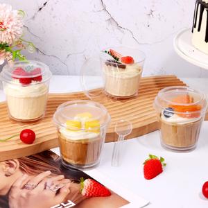 HOMIP 60Pack 5oz Plastic Dessert Cups with Spoons (No Lids)  Ideal for Yogurt Parfaits, Pudding, Fruit, Ice Cream & Party Desserts  Perfect for Events & Gatherings
