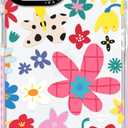 for iPhone 15 Case, Whimsical Floral Collage Pattern, Military-Grade Drop Protection, Cute Soft Slim TPU Protective Cover with Camera Lens Protection for Women & Girls