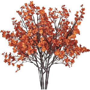 Mandy's Burnt Orange Artificial Babys Breath Flowers 6 Bundles Silk Gypsophila with Bendable Stems for Fall Centerpiece Wedding Decor and Table Arrangements