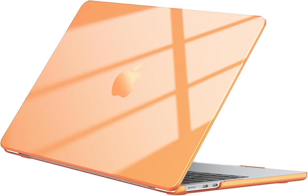 EooCoo Case Compatible with MacBook Air 13 inch M5 2026-2022 M4 M3 M2 A3449 A3240 A3113 A2681, Crystal Hard Shell Scratch Resistant Protective Cover Compatible for MacBook Air 13.6 inch Case, Orange