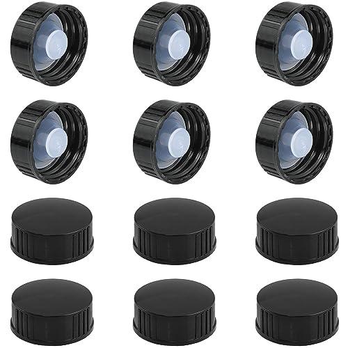 fengxiaomin 12pcs 28mm Growler Cap Phenolic resin cover Black Polyethylene sealed screw cap Suitable for household chemicals, cosmetic bottles, food and industrial applications (12 pcs)