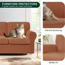 CHUN YI 7 Piece Couch Covers Sofa Covers Washable, Stretch Sofa Slipcovers for 3 Cushion Couch with Seperate Backrest and Cushion Covers, Anti Slip Furniture Protector for Dogs Pets (Large, Brick)
