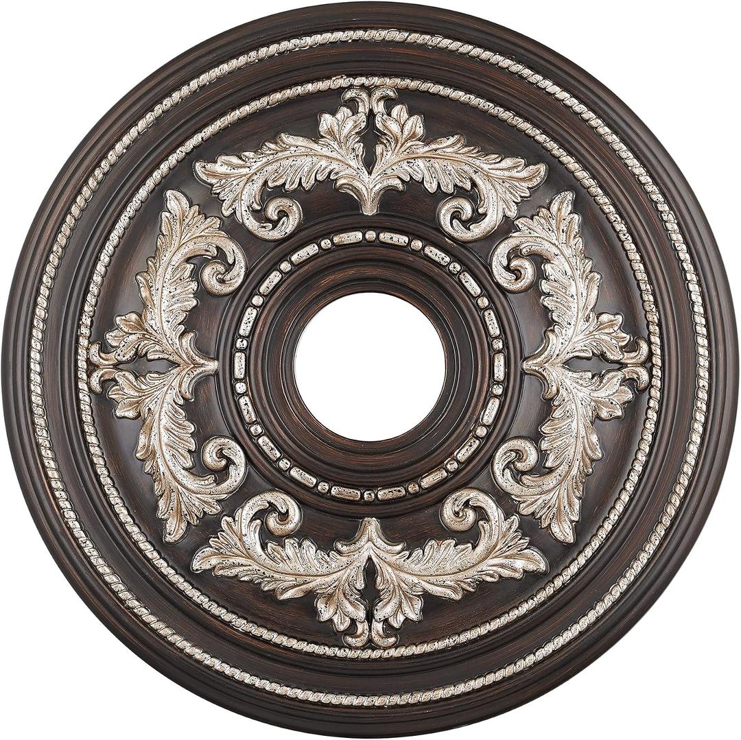 Livex Lighting, 8200-40, Ceiling Medallian, Hand Rubbed Bronze with Antique Silver Accents, 22.5"Dx1.5"H, Medium