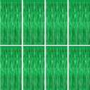 8 Pack Green Streamer, 3.28 FT x 7.05 FT Dinosaur Backdrop, Metallic Tinsel Backdrop FOI Fringe Curtains Party Streamer, Jungle Decor Green Streamer Party Decorations Photo Booth Props